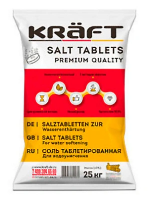 Таблетированная соль KRAFT, поваренная экстра выварочная, 25 кг