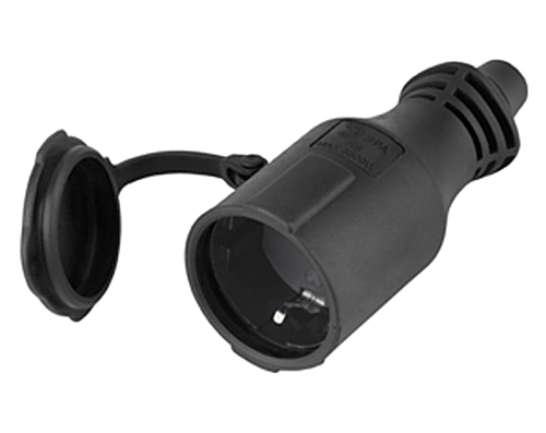 Розетка с защитной крышкой переносная R8(B), каучук, IP44, ЭРА, черный купить в отделе Розетки, вилки силовые магазина Экономстрой