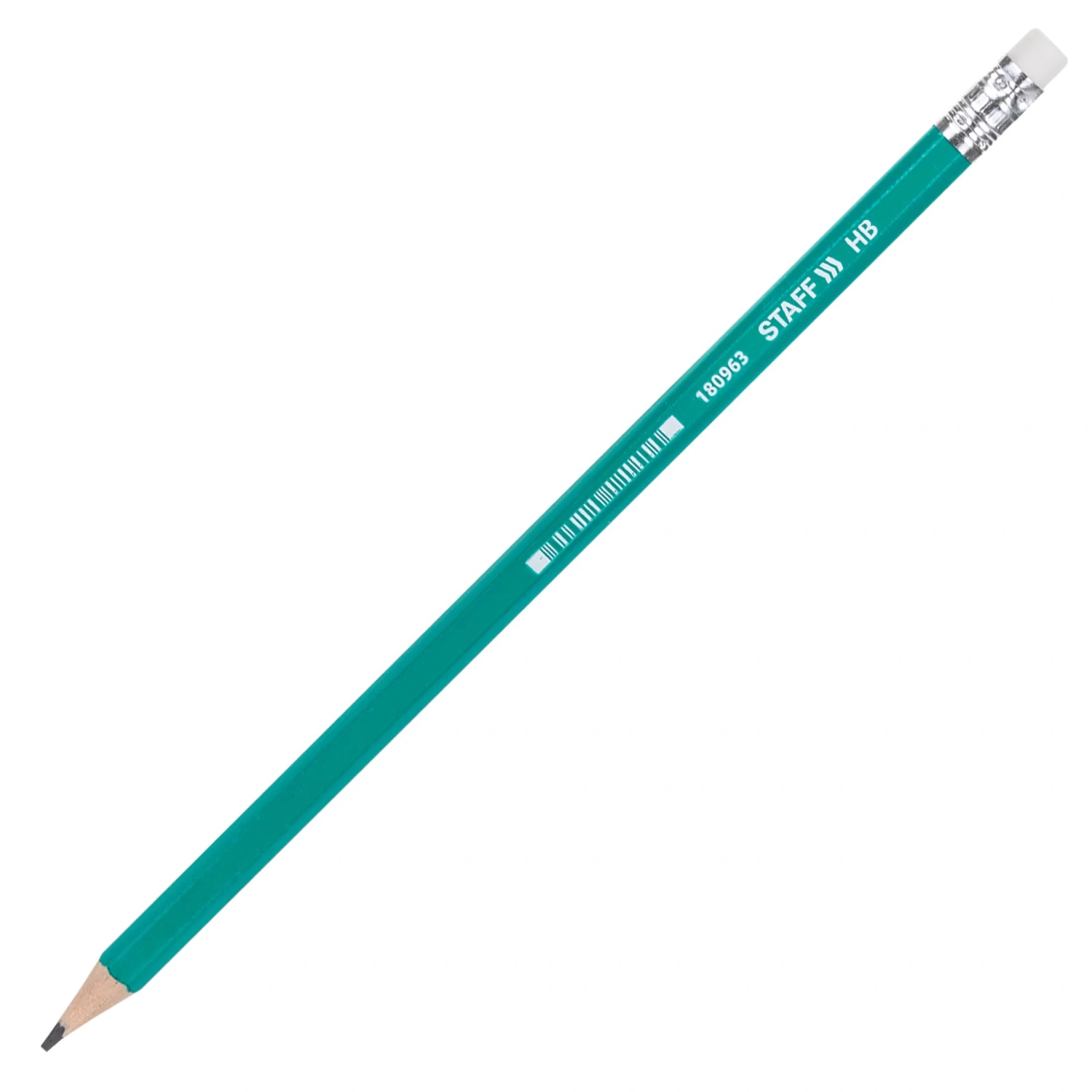 Карандаш чернографитный Staff Everyday BLP-963 (1 шт), НВ, с ластиком, пластиковый, зеленый корпус, 180963 купить в отделе Карандаши, фломастеры, краски магазина Экономстрой