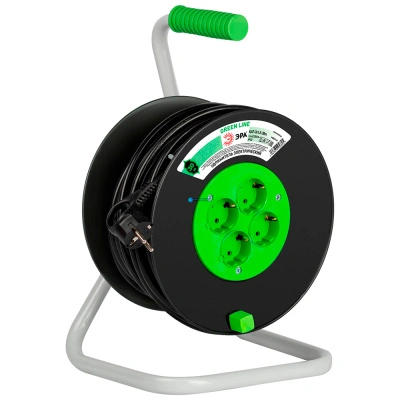 Удлинитель силовой на катушке Эра Green line, с заземлением, ПВС 3х1,5 мм2, 4 розетки, 30 м купить в отделе магазина Экономстрой