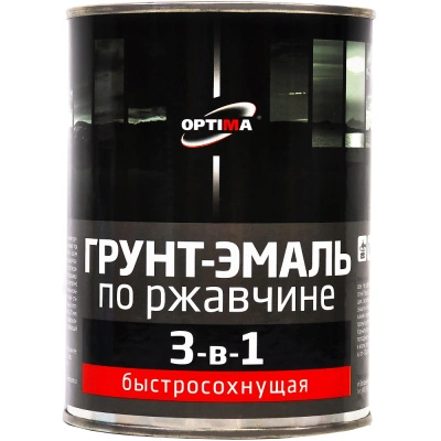 Быстросохнущая грунт-эмаль по ржавчине 3 в 1 Optima, графит, 0,8 кг