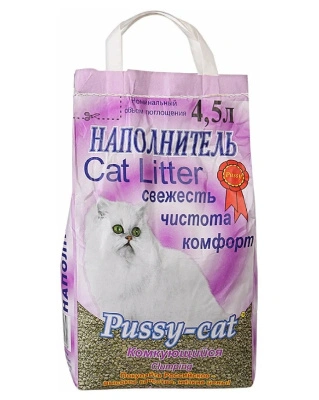 Наполнитель для кошачьего туалета 4,5 л, комкующийся Pussy-cat (Пусси-кэт) 647671