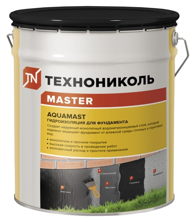 Мастика гидроизоляционная АguaMast для фундамета (18 кг) 393547 купить в отделе Битумная гидроизоляция магазина Экономстрой