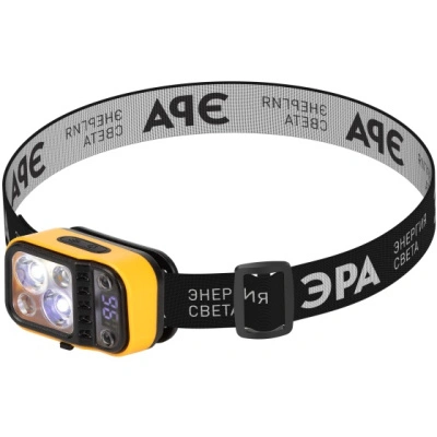Фонарь налобный светодиодный ЭРА Практик GA-813, аккумуляторный 3+3 Bт, сенсорное управление, дисплей, 4 режима