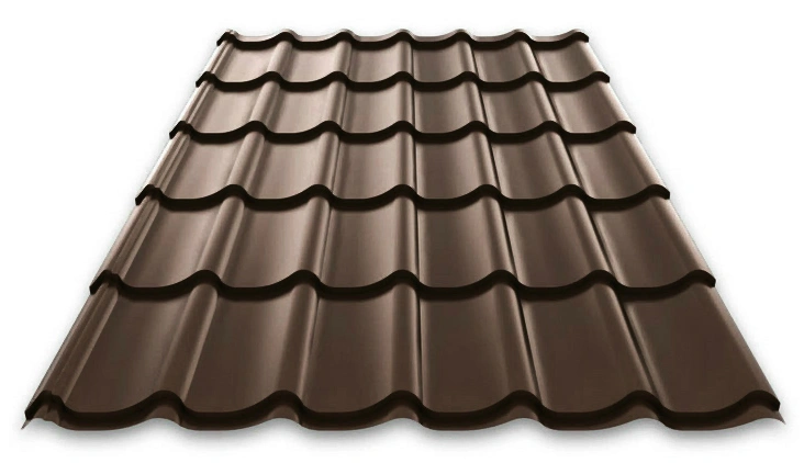 картинка Металлочерепица Монтеррей 1,18х2,20 м (0,4-0,45 мм) шоколадно-коричневый - RAL 8017 от магазина Экономстрой