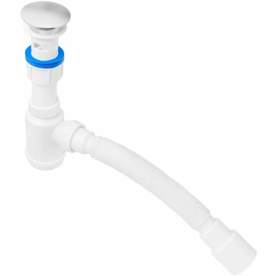 Сифон для умывальника MasterProf, пластиковый выпуск с системой клик-клак, с гибкой трубой, 40х40/50, 1 1/4"х40 купить в отделе магазина Экономстрой