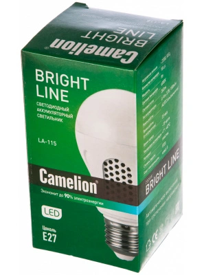Лампа светодиодная Camelion LA-115 LED с блоком аварийного питания Е27 7W 360lm 6000К, 13151
