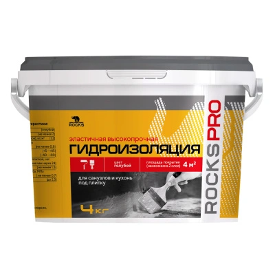 Гидроизоляция акриловая однокомпонентная Rocks, 4 кг