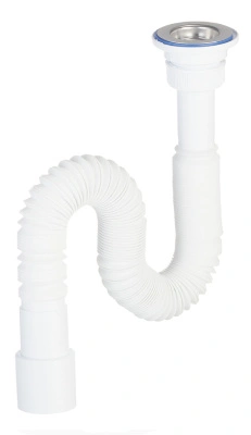 Сифон гофрированный с нержавеющей чашкой 63 мм, 1200 мм 40/50 1 1/4" 30986362 купить в отделе магазина Экономстрой