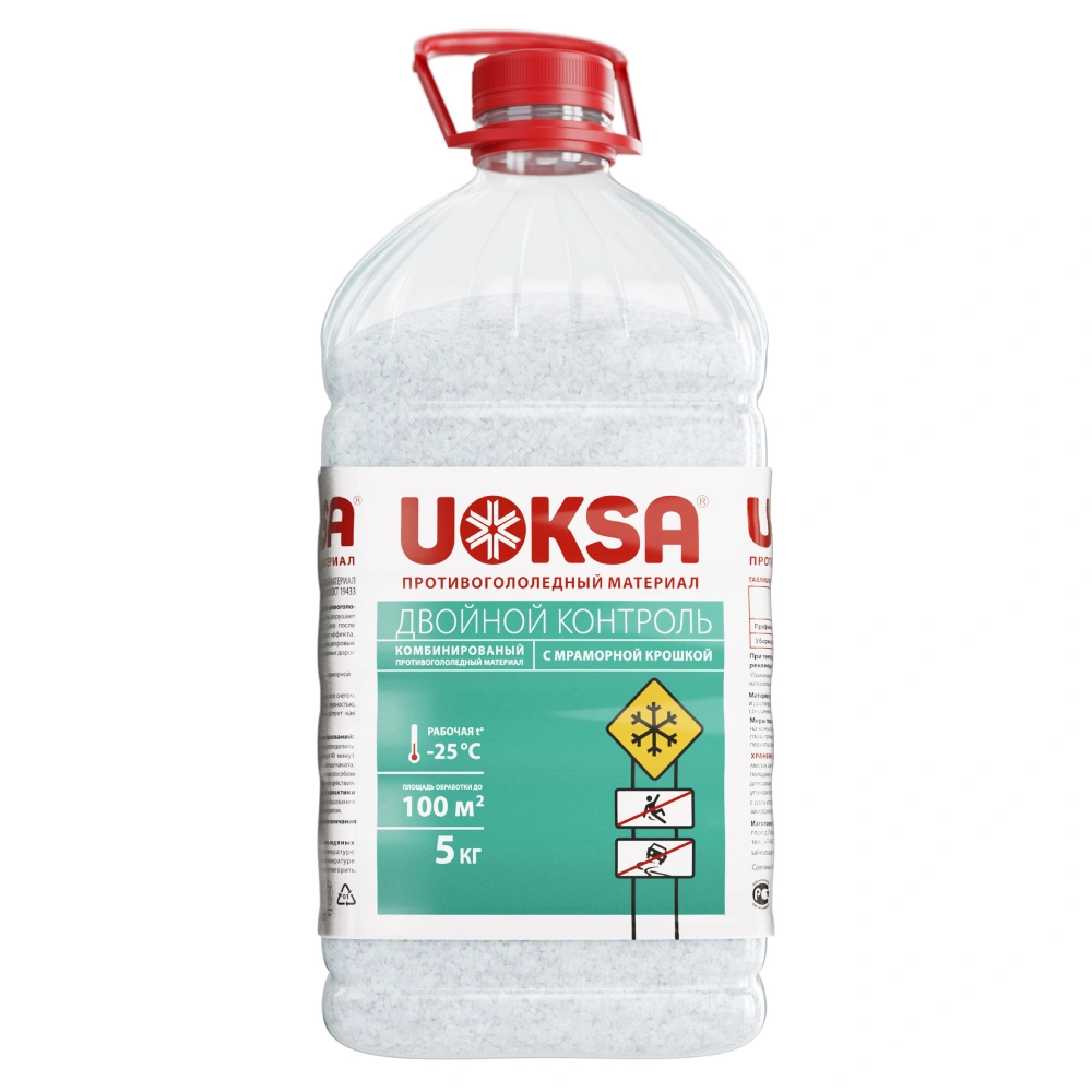 Противогололедный реагент Uoksa Двойной Контроль с мраморной крошкой (до -25°C), 5 кг купить в отделе Противогололедные реагенты магазина Экономстрой