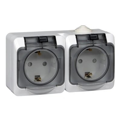 Розетка 2 местная с заземлением откр. уст. с крышкой 16А 250В Белая IP44 Этюд Schneider Electric PA16-244B купить в отделе магазина Экономстрой