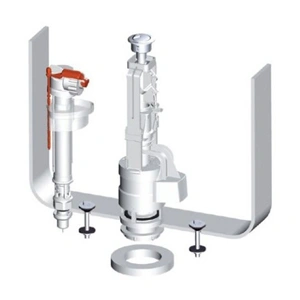 Арматура для бачка Alcaplast SA08/S, 2-кнопка, нижняя подводка, пластиковый штуцер 1/2