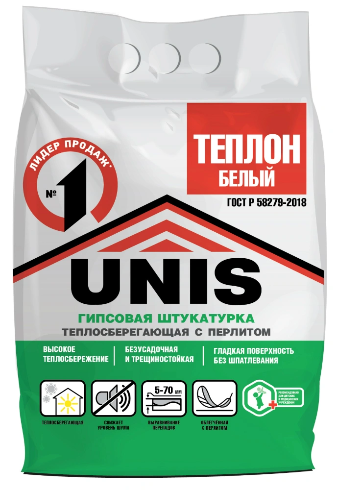 картинка Штукатурка гипсовая Unis Теплон Белый, 5 кг от магазина Экономстрой