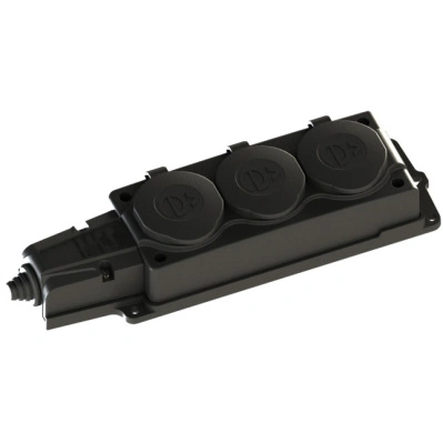 Розетка трёхместная Systeme Electric, 2К+З, 16А/250В, IP44, каучуковая, чёрный купить в отделе магазина Экономстрой