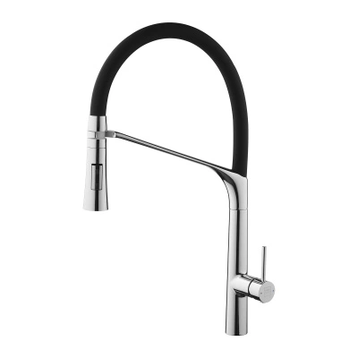 Смеситель для кухни Aqueduc одноручковый высокий с гибким изливом, черный/латунь (арт. 345390) купить в отделе магазина Экономстрой