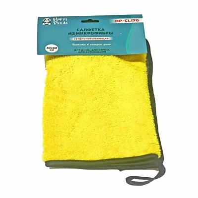 Салфетка супервпитывающая Happy Panda HP-CL17G, микрофибра, 30х60 см, желто-серый купить в отделе магазина Экономстрой