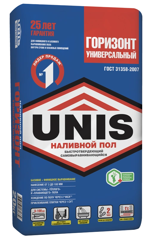 Наливной пол UNIS Горизонт Универсальный 20 кг купить в отделе Заливочные и самовыравнивающиеся смеси магазина Экономстрой