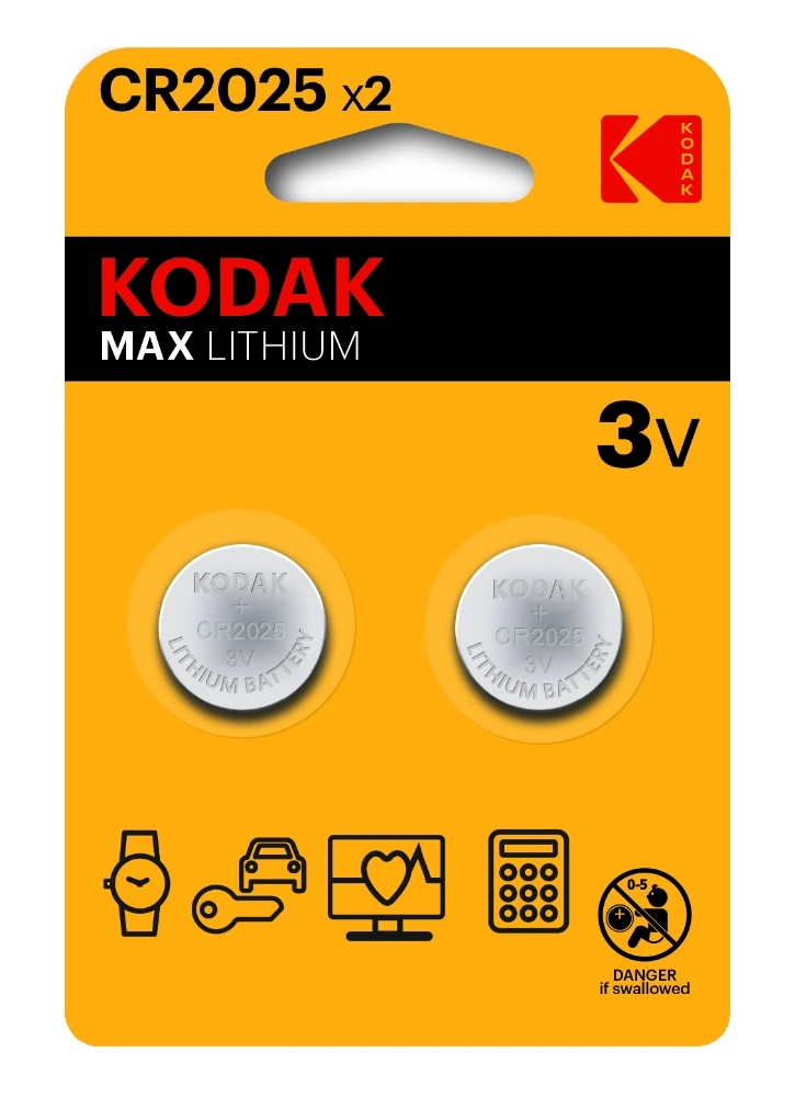 Батарейка литиевая Kodak Мax Lithium CR2025 BL2, 3V (2 шт) купить в отделе Батарейки магазина Экономстрой