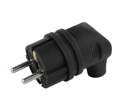 Вилка с нижним вводом угловая черная каучук IP44, ЭРА купить в отделе магазина Экономстрой