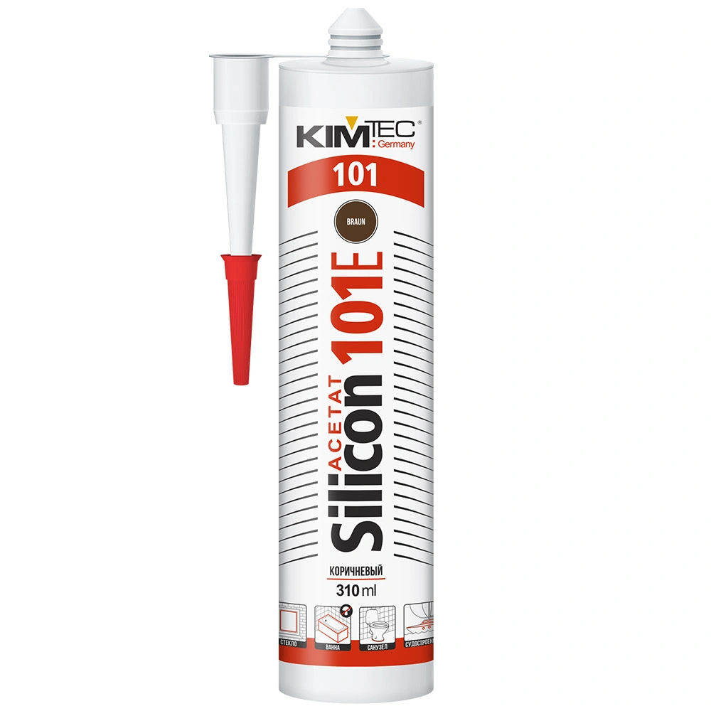 Герметик KimTek Silicon 101E силиконовый коричневый, 280/310 мл купить в отделе Герметики магазина Экономстрой