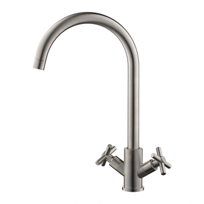 Смеситель для кухни Aqueduc двуручковый с поворотным изливом, нержавеющая сталь (арт. 345713) купить в отделе магазина Экономстрой