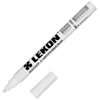 Маркер с нитроэмалью строительный для разметки Lecon Standart, 2 мм, белый купить в отделе магазина Экономстрой