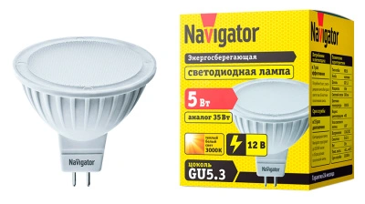 Лампа светодиодная Navigator LED NLL-MR16-5-12-3K-GU5.3 360lm 3000К, 94262 NLL-MR16 купить в отделе магазина Экономстрой