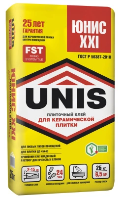 Клей плиточный Unis ХХI, 25 кг купить в отделе магазина Экономстрой