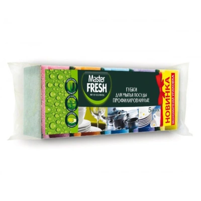 Губки для мытья посуды профилированные, 5 шт, Master Fresh купить в отделе магазина Экономстрой