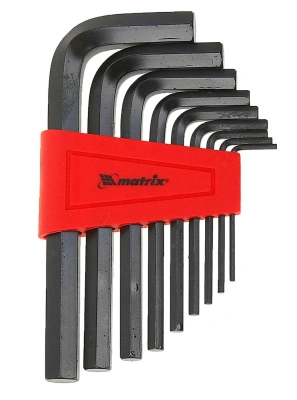 Набор ключей имбусовых HEX 1,5–10 мм, CrV,  9 шт., окидированные, короткие,// MATRIX купить в отделе магазина Экономстрой