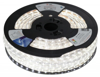 Лента светодиодная 4.8 Вт/м, белая, 300 Лм/м 3528-220-60LED-IP67-W-eco-25m, ЭРА