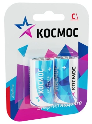 Батарейка алкалиновая Космос Alkaline LR14 2BL / C, 1,5V (2 шт)