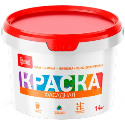 Краска акриловая Старатели Фасадная, белая, 14 кг