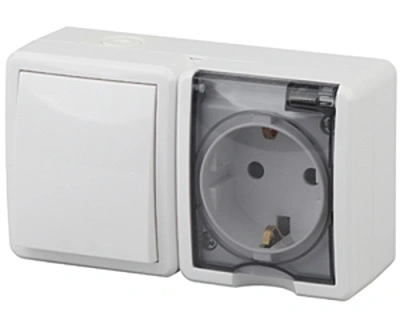 Блок розетка с заземлением, с крышкой+выкл. IP54, 16А 250В, белый, открытой установки, 11-7401-01 ЭРА ЭКСПЕРТ (Б0020733) купить в отделе магазина Экономстрой