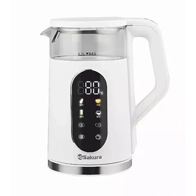 Чайник электрический Sakura SA-2749DW, 1,7 л, 1850-2200 Вт, LCD дисплей, нержавеющая сталь купить в отделе магазина Экономстрой