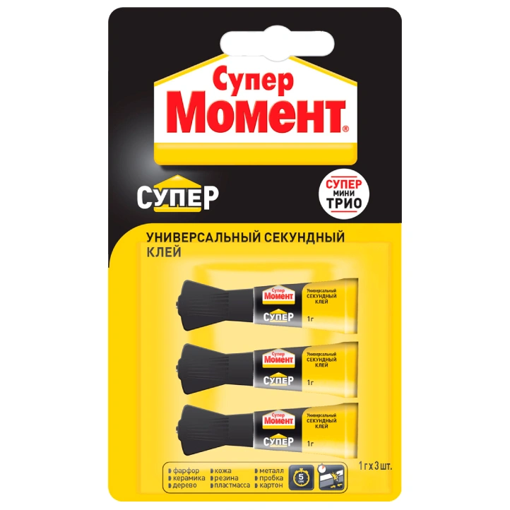 Супер-клей Момент мини-трио, 1 г купить в отделе Универсальный магазина Экономстрой