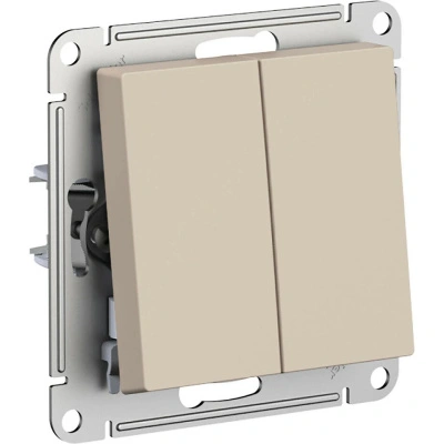 Выключатель 2-клавишный Systeme Electric AtlasDesign, песочный (ATN001251)