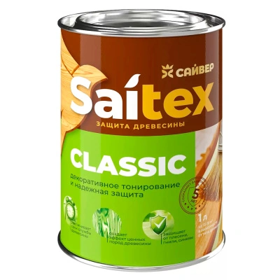 Пропитка для древесины декоративно-защитная Сайвер Saitex Classic, тиковое дерево, 1 л (арт. 1029-66-0.8)