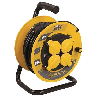 Катушка УК20 с термозащитой 4 гнезда 2Р+PЕ/20м 3х1,5 мм2 IP44 "Industrial plus" ИЭК купить в отделе магазина Экономстрой