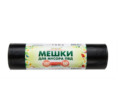 Мешки для мусора 240 л (90х130х53 мкм) Ромашка (10 шт) чёрный ВР-0070Н