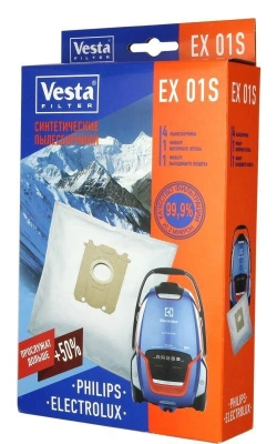 Пылесборники Vesta 4шт+2фильтра для пылесосов Elektrolux EX 01S 