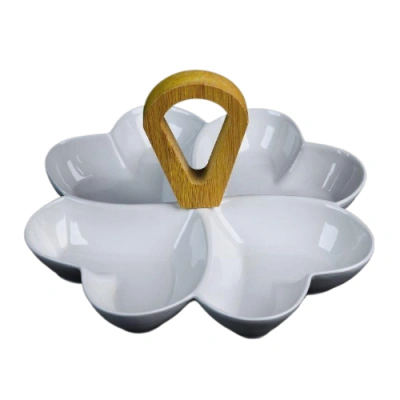 Менажница керамическая фигурная, 4 секции, 24х24х3,8 см купить в отделе магазина Экономстрой