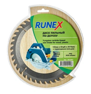 Пильный диск по дереву (180х20/16 мм; Z40) Runex, 551007 купить в отделе магазина Экономстрой