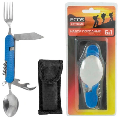 Набор столовый походный 6 в 1, Ecos TS-34, синий купить в отделе магазина Экономстрой
