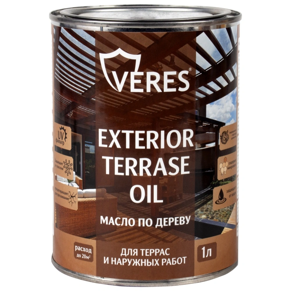 Масло для дерева Veres Exterior Terrase Oil, бесцветное, 1 л купить в отделе Масло декоративное магазина Экономстрой