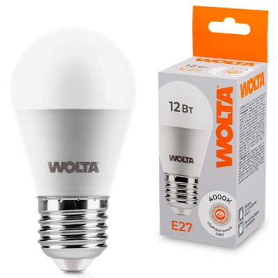 Лампа светодиодная Wolta LED G45 25S45GL12E27 / E27, шар, 12 Вт, 1050lm 4000K купить в отделе магазина Экономстрой