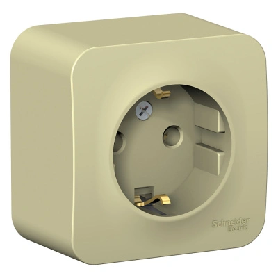 Розетка Schneider Electric, Blanca, 1 местная, с заземлением, открытой установки, бежевый, 16А 250В купить в отделе магазина Экономстрой