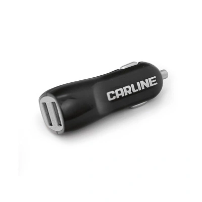 Адаптер автомобильный Carline, CH-2UB, 2хUSB, 1A/2.1А, 12/24В, черный