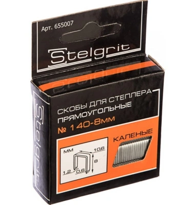 Скобы каленые, для мебельного степлера, тип 140 8x1,2 мм, 1000 шт./уп. "Stelgrit" купить в отделе магазина Экономстрой