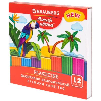 Пластилин классический Brauberg Магия Цвета New, 12 цветов, 240 г, стек, 106426 купить в отделе магазина Экономстрой